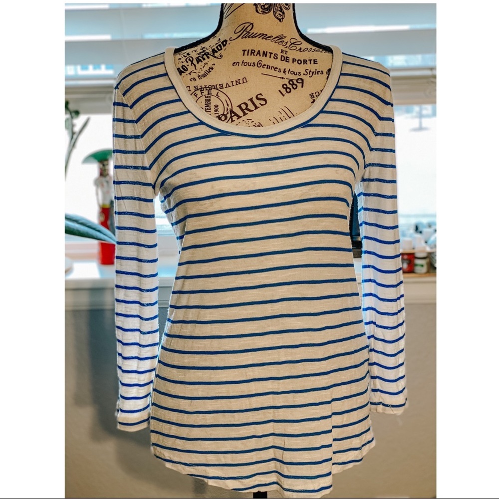 Madewell 3/4 Length Stripped Tee - size Small